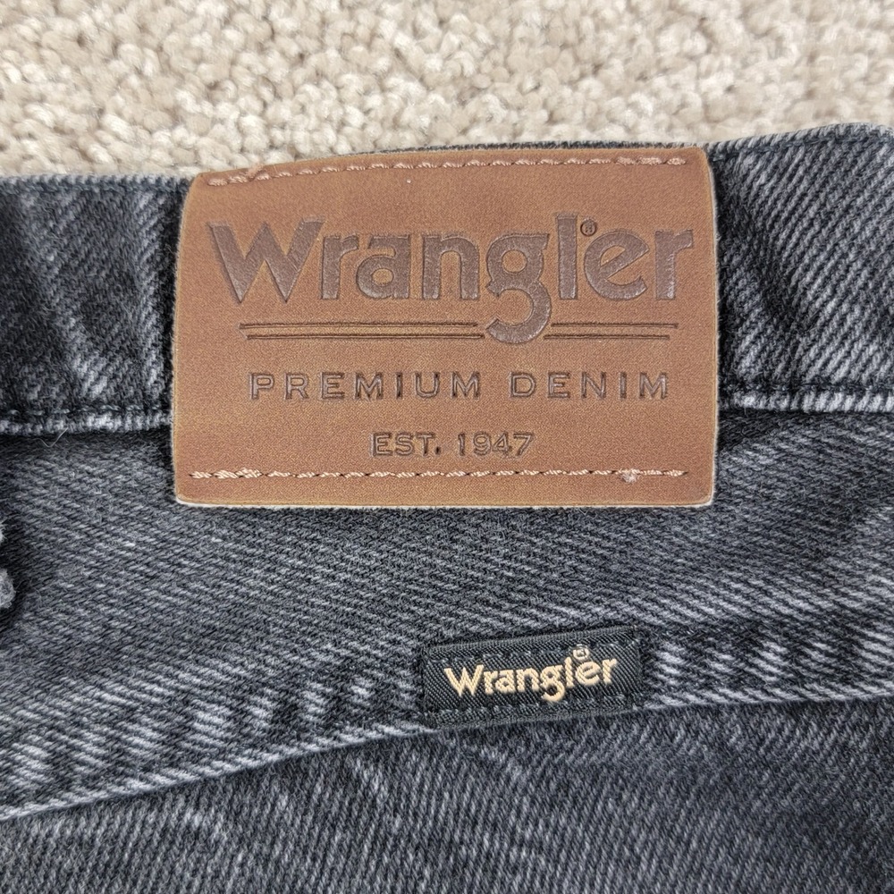 Wrangler Mens Premium Denim Straight Leg Jeans Faded Black 40x30 WRO02BK Cotton